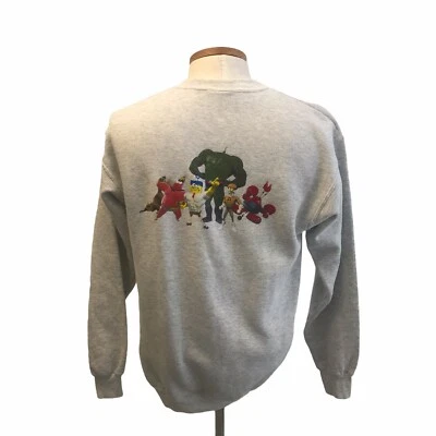 海绵宝宝方形电影灰色羊毛连帽衫船员促销尺寸 M — 第 1/4 张图片