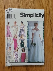 VESTIDO DE BODA Y DAMAS DE HONOR Misses PATRÓN DE COSTURA SIMPLICITY 8865 12-16 sin cortar - Imagen 1 de 3