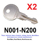 2 x Thule Roof Bar, Roof Box, Roof Rack Keys to Code (N001 to N200) 