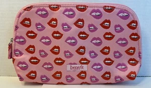 Benefit Cosmetics Lips Pink Makeup Bag Travel Case Recycled Materials - Picture 1 of 7