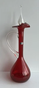 Vintage Bischoff Decanter / Pitcher Ruby Red Genie Bottle Mid Century Modern - Picture 1 of 11