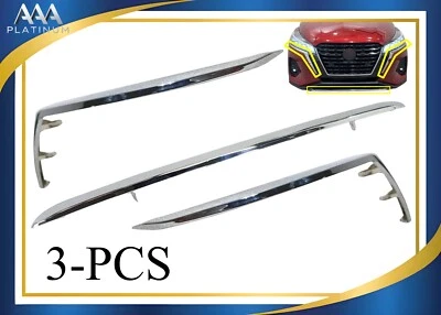 For 2021-2024 Nissan Kicks S SV Left Right Lower Front Bumper Chrome Molding - Image 1 of 4