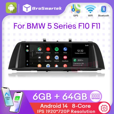 BMW 5er F10 F11 CIC Autoradio 10.25" 8-Core Android 14 CarPlay 64G GPS Navi BT - Bild 1 von 4