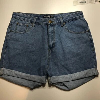 Pantalones Cortos de Jean Boohoo Azul Para Mujer Talla 10 Puños Cintura Alta Modernos Mamá Denim Lavado Foto 1 de 4