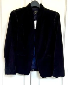 NWT J Crew size 12 black cotton stretch velvet open front going out blazer K2627 - Picture 1 of 5
