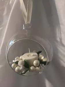 Vela de luz de té blanca sin llama Luminara en adorno colgante de vidrio - Imagen 1 de 9