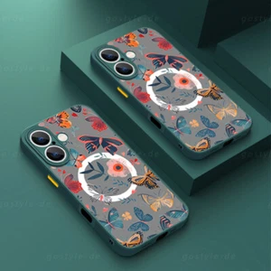 Für iPhone 16 Pro Max 15 14 13 12 MagSafe Schmetterling Blume Magnet Handyhülle - Bild 1 von 22