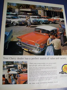 1958 Chevy Impala & Corvette auto grande-mag annuncio - 1959 Chevrolet OK auto usate annuncio - Foto 1 di 1