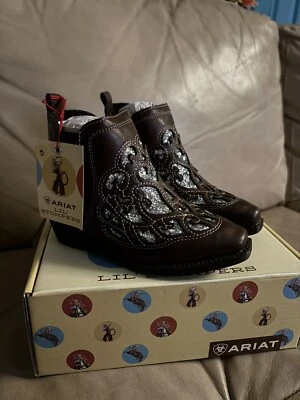 Ariat Lil' Stompers Toddler Amy Dixon Zip Ankle Boots - Brown Sz 6 NIB - Image 1 of 4