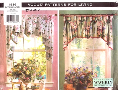 Vogue 1536 ~Patterns and Instructions For Four Different Contrast Lined Valances - Image 1 of 4