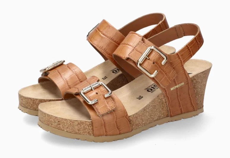 Mephisto Lissandra Hazelnut Croc Wedge Comfort Sandal Women's sizes 36-42 NEW!!! - Image 1 of 1