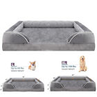 L/XL Dog Bed Orthopedic Foam 3+1/2Side Bolster Gray Pet Sofa w/ Removable Cover