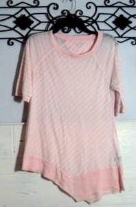 Calvin Klein Women's Knit Top Size M 3/4 Sleeve Pink Striped Round Neck - Picture 1 of 5