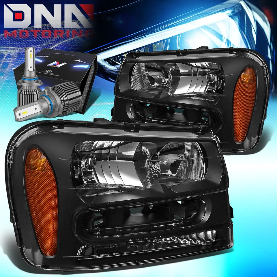 FARO CHEVY TRAILBLAZER 2002-2009 CON KIT LED OCULTO + VENTILADOR DE REFRIGERACIÓN NEGRO/ÁMBAR Foto 1 de 4