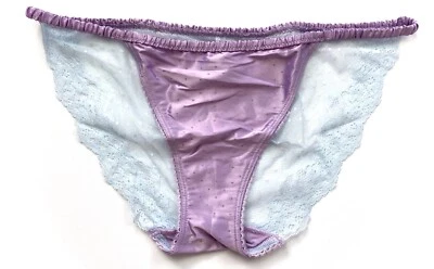 Sexy Braguita de Bikini Victoria's Secret Tanga Punto Púrpura Nueva con Etiquetas Satén y Encaje Azul Foto 1 de 2