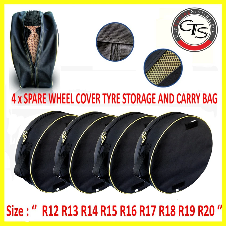 VOLKSWAGEN AUDI Car Tyre Carry Bags Set 4 x Covers Race Winter Wheels Storage - Image 1 of 1