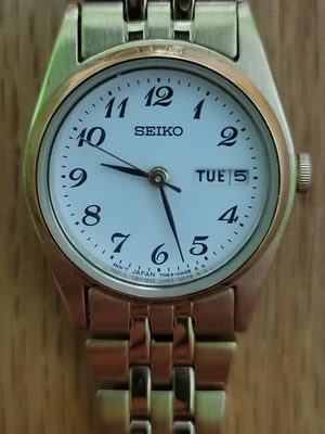 Seiko Quartz Watch 7N83-0011 Presidential Women Day Date White Dial #313 - Image 1 of 4
