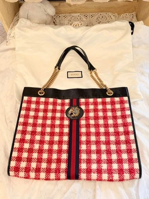 GUCCI Rajah Raj Tote Bag Red White Check Gift Present 1106b - Image 1 of 4