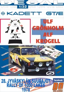 DECAL OPEL KADETT GT/E U. GRONHOLM R. OF THE 1000 LAKES 1978 DnF (06) - Picture 1 of 1
