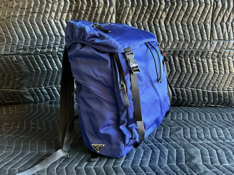 PRADA Backpack Â· Daypack  2VZ062 Backpack Triangle with logo Nylon blue - Image 1 of 4