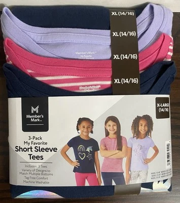 Member's Mark Youth Girl's XL 14-16  My Favorite 3 Pack Short Sleeve Tees - Image 1 of 4