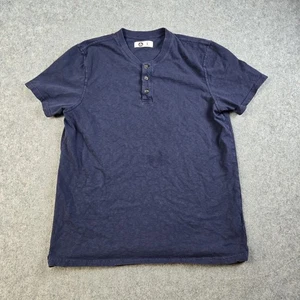 American Giant Shirt Mens Large Blue Henley Short Sleeve Outdoor Hiking - Picture 1 of 12