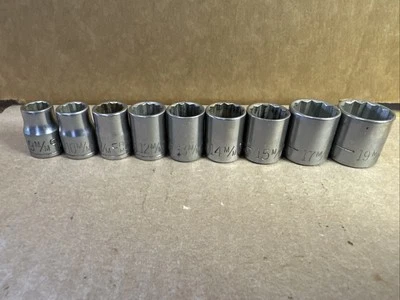 Craftsman USA 3/8” Drive 9 Piece 12 Point Metric Socket Set 9mm - 19mm Vintage - Image 1 of 4