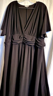 Vestido kiyonna mujer talla grande 4 vestido negro elástico acanalado midi Foto 1 de 4