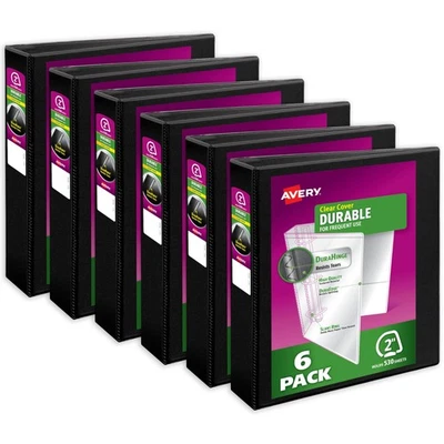 Avery 2" Slant Ring View Binder, 530-Sheet, DuraHinge, 2.8" Spine, Black, 6-Pack - Image 1 of 4