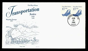 DR WHO 1986 FDC TRANSPORTATION COIL DOG SLED GAMM CACHET PAIR M58474 - Picture 1 of 2