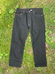 NUEVO Jeans Vintage 00s Levis Original Fit 501 Negro Oscuro 38x30 Y2K 2001 Botón Mosca - Imagen 1 de 14