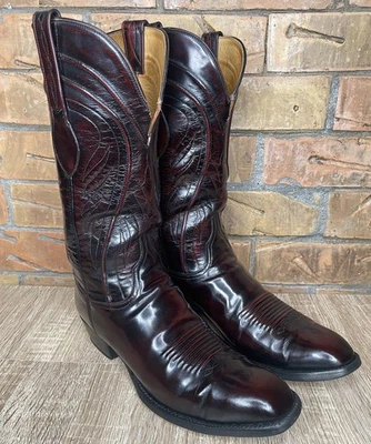 Lucchese Clásico Hecho a Mano Negro Cereza Cabra Talla 9E Foto 1 de 4