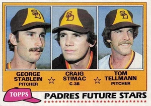 1981 Topps #356 Padres Future Stars (Stablein/Stimac/Tellmann) casi nuevo - Imagen 1 de 2