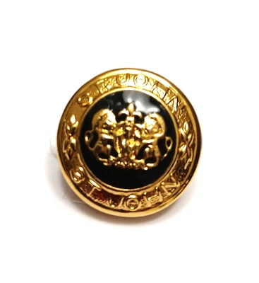 Vtg ST. JOHN Replacement Button Gold/Black Lion Crest 7/8” Round Metal /Enamel - Image 1 of 3
