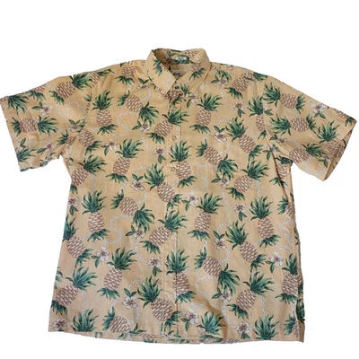 Reyn Spooner Men’s L Aloha Hawaiian Shirt Pineapple Floral Classic Fit Yellow - Image 1 of 4