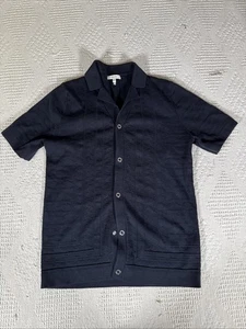 REISS Navy Blue Button Down Poppers Heavyweight shirt Size XS - Picture 1 of 14
