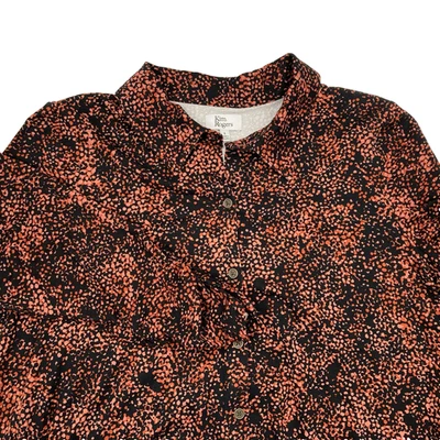 Kim Rogers Black Orange 3/4 Ruched Sleeve Button Tunic Top Size L NWT - Image 1 of 4