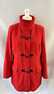 Gerry Weber Duffel Coat Wool Cashmere Blend Red Size 16 Midi Chest 42" - Image 1 of 4