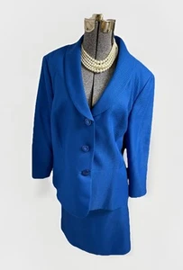 NEW Le Suit Skirt Suit 22W Two Piece Set Elastic Waist $240 Royal Blue NEW - Picture 1 of 24