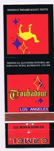 Streichholzschachtelhülle Camel Zigaretten Troubadour Los Angeles - Bild 1 von 2