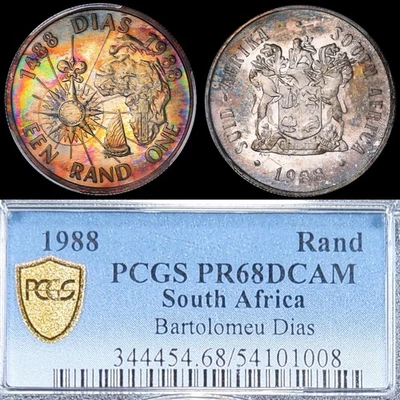 Toned Silver 1988 South Africa Rand Bartolomeu Dias | PCGS PR68DCAM - Image 1 of 4