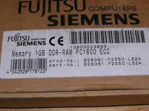 NEW - Fujitsu Siemens S26361-F2550-L524 Memory 1GB DDR-RAM PC1600 ECC sealed - Imagen 1 de 3