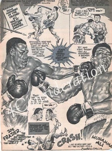 Boxing Fight of the Century Cartoon Drawing Muhammad Ali vs Joe Frazier 1971 - Picture 1 of 2