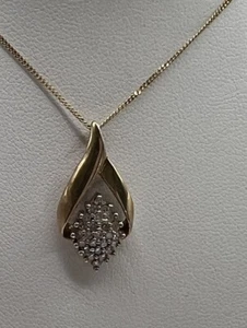 Diamant Anhänger mit 18" Kette 0,50 Karat Diamanten Cluster Gold Akzent - Bild 1 von 8
