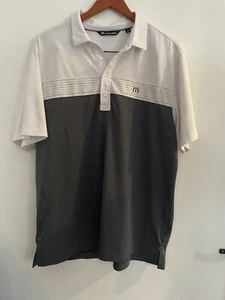 Travis Mathew men's white and gray short sleeve shirt sz XL great! Ll19 - Picture 1 of 8