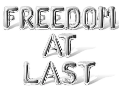 FREEDOM AT LAST Balloon Banner - 10 Color Options - DIY Retirement Decorations - Image 1 of 4