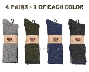4 Pairs Mens Clear Creek Soft Cotton Poly Blend Dress Casual Assorted Crew Socks - Picture 1 of 3