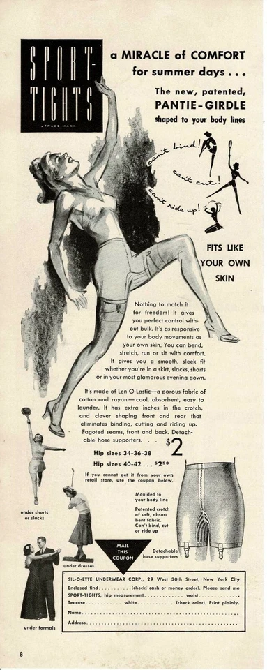 1940 Sil-O-ETTE Underwear Corp. Pantie-Faja Ropa interior para mujer Anuncio estampado vintage Foto 1 de 1