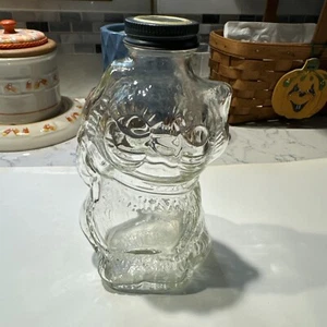 Clear Glass Cat Kitten Shaped Bottle with Lid - Vintage - Picture 1 of 7