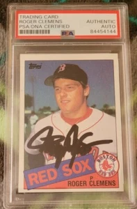 Roger Clemens signed 1985 Topps Baseball Rookie Card RC IP auto PSA Red Sox - Picture 1 of 2